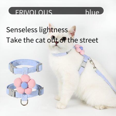 Cat cartoon traction rope out of the street to slip the cat artifact out of the I-shaped flower pet traction rope space blue sunflower girl pink sunflower space blue sunflower 1.8m traction rope S code.   [recommended 2.2 lb -6.6 lb] m [recommended 6.6 klb-15.4 lb]