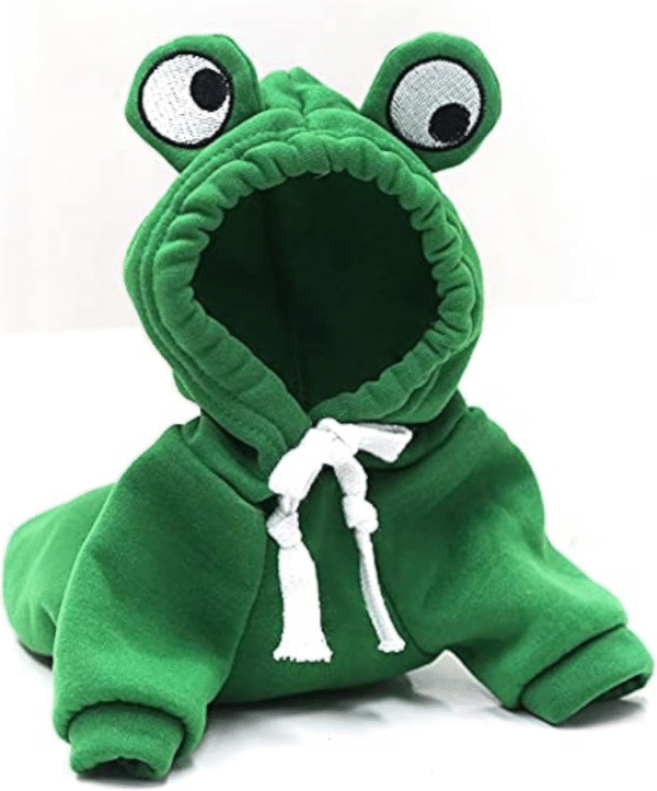 Warm dog winter clothes cute dog coat hoodie pet dog clothes green frog pet clothes are suitable for French bulldog Chihuahua Pompeii Bear (green, XS 1.1 lb-3.3 lb  S 3.3lb-5.5lb)