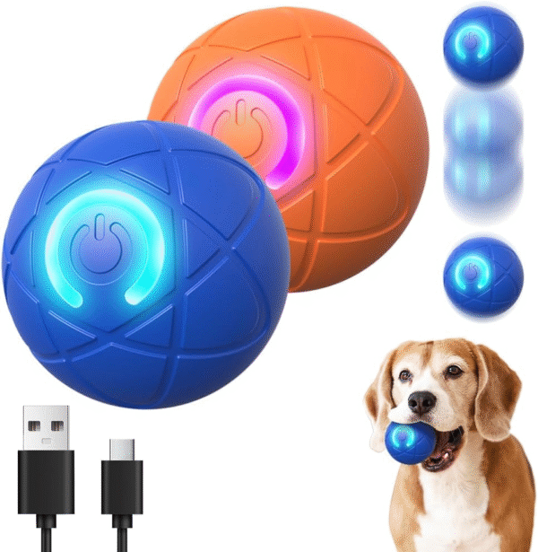 Interactive Dog Ball Toy, 2025 Upgrade Automatic Rolling Ball Interactive Pet Balls Shaky Toy, Self Moving Smart Jumping Electric Balls for Pets Indoor Outdoor Fun (Blue Orange 2 pack )