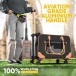 Large Cat Carrier with Wheels, Rolling Cat Carrier, 24"x 13.8"x 15.4" Pet Carrier with Wheels for Large Cats Small Dogs up to 38 LBS, Ideal for Travel, Walking and Camping(NOT for TSA)