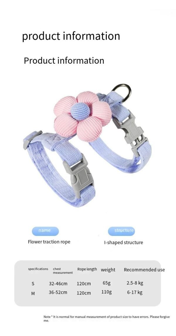 Cat cartoon traction rope out of the street to slip the cat artifact out of the I-shaped flower pet traction rope space blue sunflower girl pink sunflower space blue sunflower 1.8m traction rope S code.   [recommended 2.2 lb -6.6 lb] m [recommended 6.6 klb-15.4 lb]